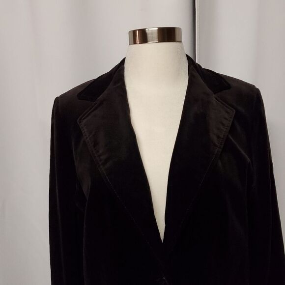 Vintage 80s Retro Black Velvet Punk Goth Rocker Steampunk Power Blazer Medium - Picture 4 of 12